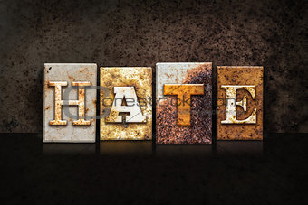 Hate Letterpress Concept on Dark Background