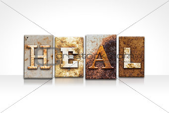 Heal Letterpress Concept Isolated on White