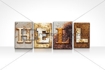 Hell Letterpress Concept Isolated on White