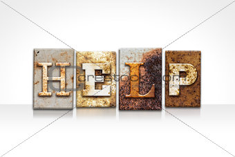 Help Letterpress Concept Isolated on White