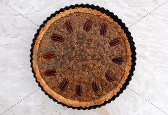 Pecan pie fresh from the oven