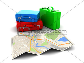 map and luggage