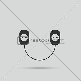 Wire, socket and electric plug vector design