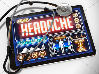 Headache on the Display of Medical Tablet.