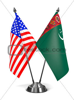 USA and Turkmenistan - Miniature Flags.