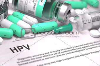 Diagnosis - HPV. Medical Concept with Blurred Background.