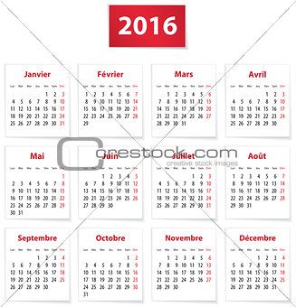 2016 French calendar