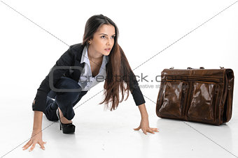 Concept for businesswoman isolated on white