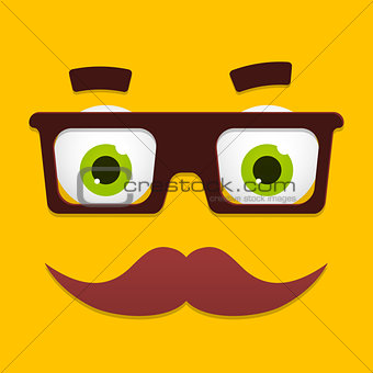 Vector Hipster Avatar with Geek Glasses And Mustache