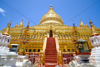 Scenic view of golden Shwezigon pagoda, Bagan, Myanmar