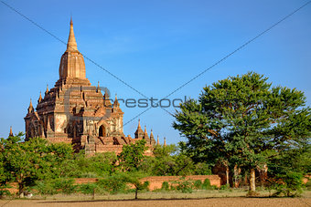 Landscape view of Sulamani temple and fields, Bagan, Myanmar
