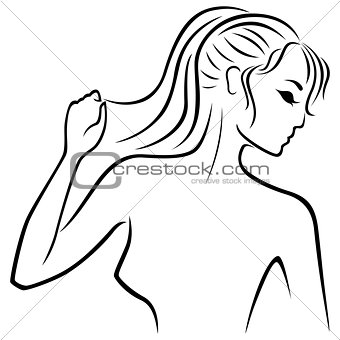 Abstract young women portrait outline 