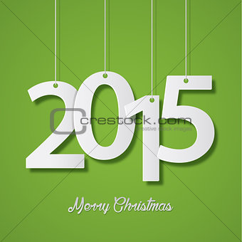 Happy new year 2015 creative greeting card design on green background