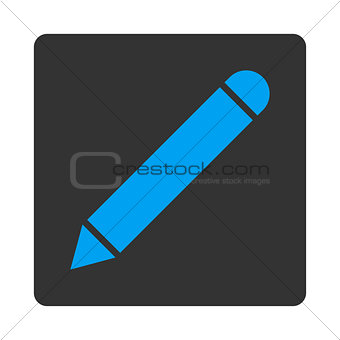 Pencil flat blue and gray colors rounded button