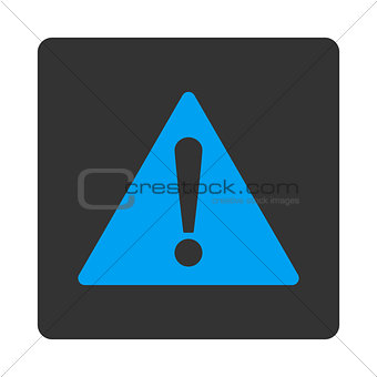 Warning flat blue and gray colors rounded button