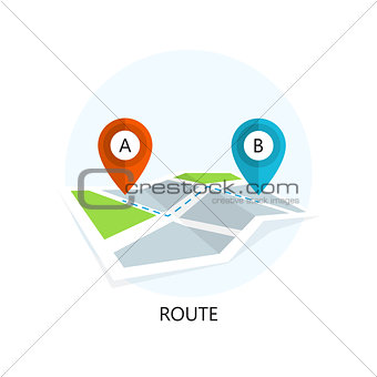 Route Icon. Flat Design.
