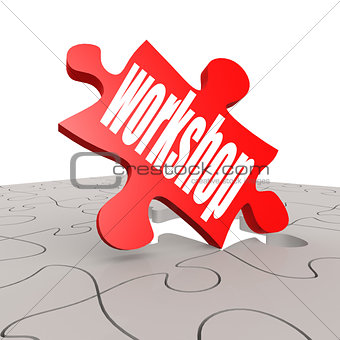 Workshop word with puzzle background