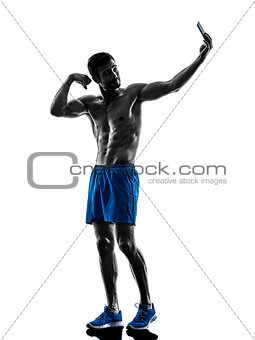 man fitness pround selfie silhouette