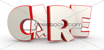 Care word with white background