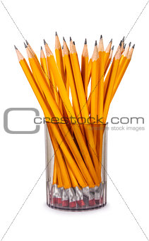 pencils in glass isolated on white