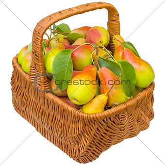 Basket with pears.