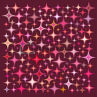pink orange star collection over a deep red backdrop
