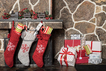 Christmas stockings  and presents