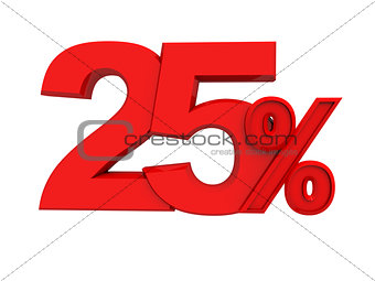 red sign 25 percent