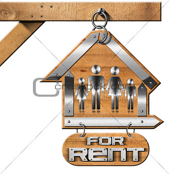 House For Rent Sign with Family and Chain