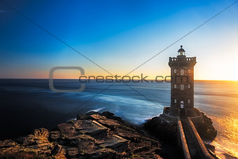 Kermorvan Lighthouse before sunset, Brittany, France