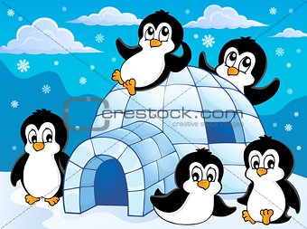 Igloo with penguins theme 1