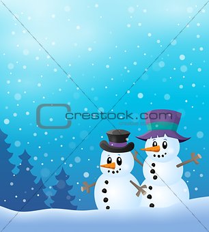 Winter snowmen thematics image 2