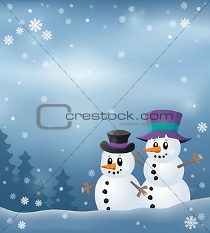 Winter snowmen thematics image 3
