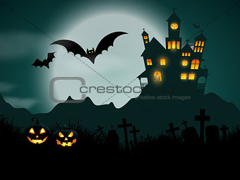 Halloween haunted house background 