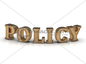 POLICY- inscription of bright gold letters on white 