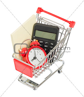 Envelope with calculator in shopping cart