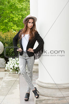 fashion woman with trendy casual clothes 