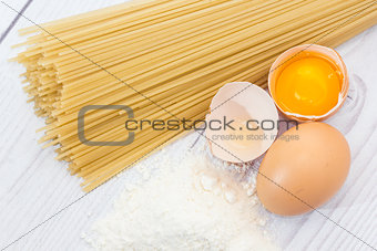 Spaghetti flour and eggs