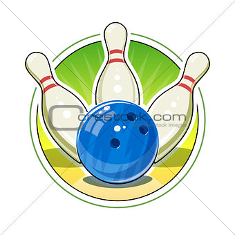 Bowling ball and skittles for game