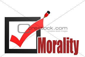 Check mark with morality word