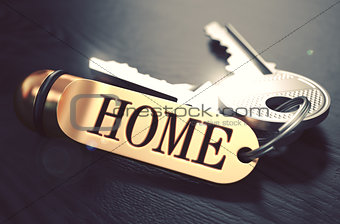 Home written on Golden Keyring.