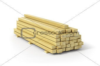 Wooden beams and planks. Construction material.