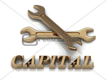 CAPITAL- inscription of metal letters and 2 keys 