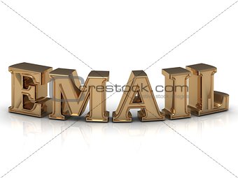 EMAIL- inscription of bright gold letters on white 