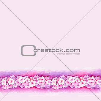 Watercolor Pink Flower Vector Borderters