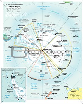 Antarctic region physiography map