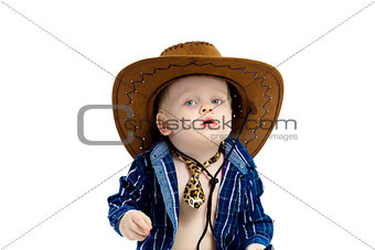 Little boy in cowboy hat and tie