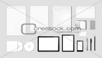 Corporate branding mockup template, grey background