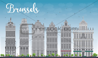 Brussels skyline with Ornate buildings of Grand Place