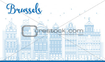 Outline Brussels skyline with Ornate buildings of Grand Place